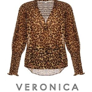 Veronica Beard Brown Leopard Print Blouse